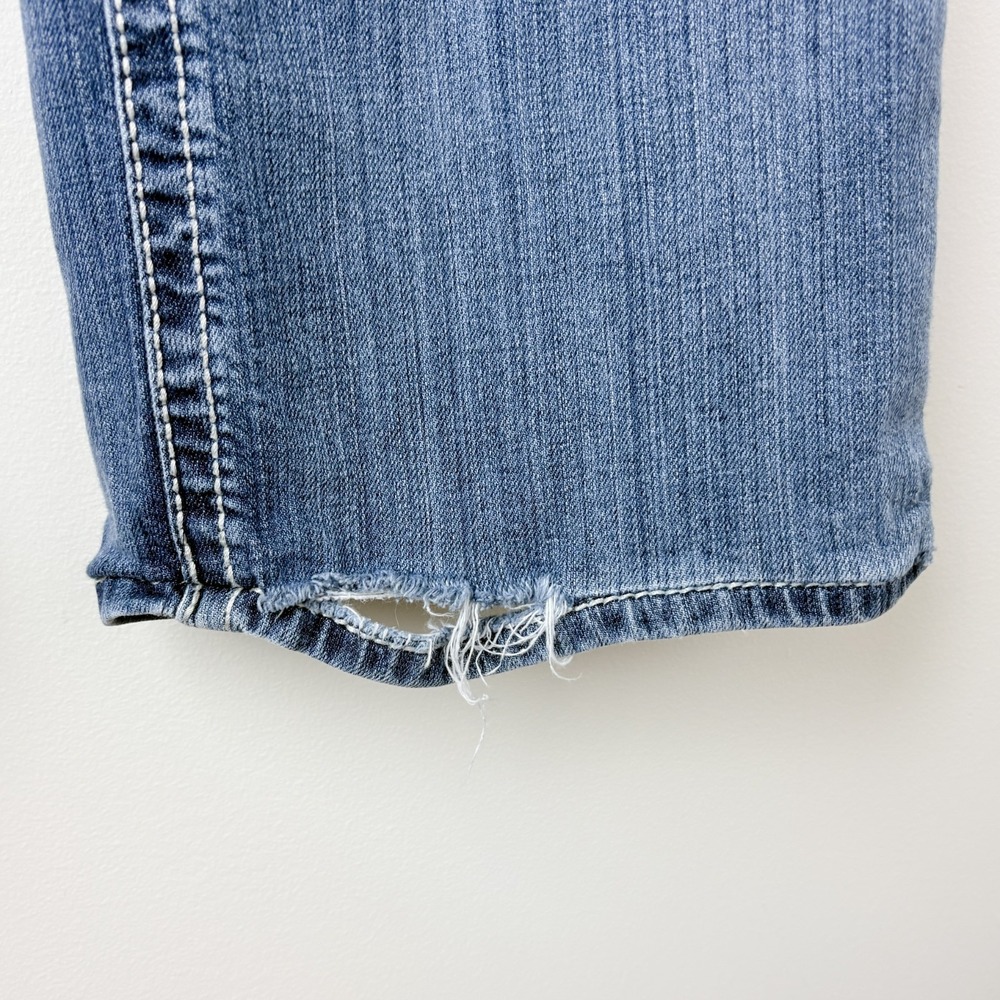 BKE Buckle‎ Tyler Straight Distressed Denim Jeans Mens 40S Blue Thick Stitch Y2K - Picture 6 of 14
